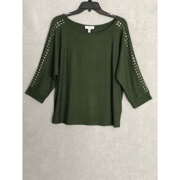 Rio & Rian Dolman 3/4 Sleeve Top Women's XL Boat Neck Dark Forest NEW - Picture 1 of 8